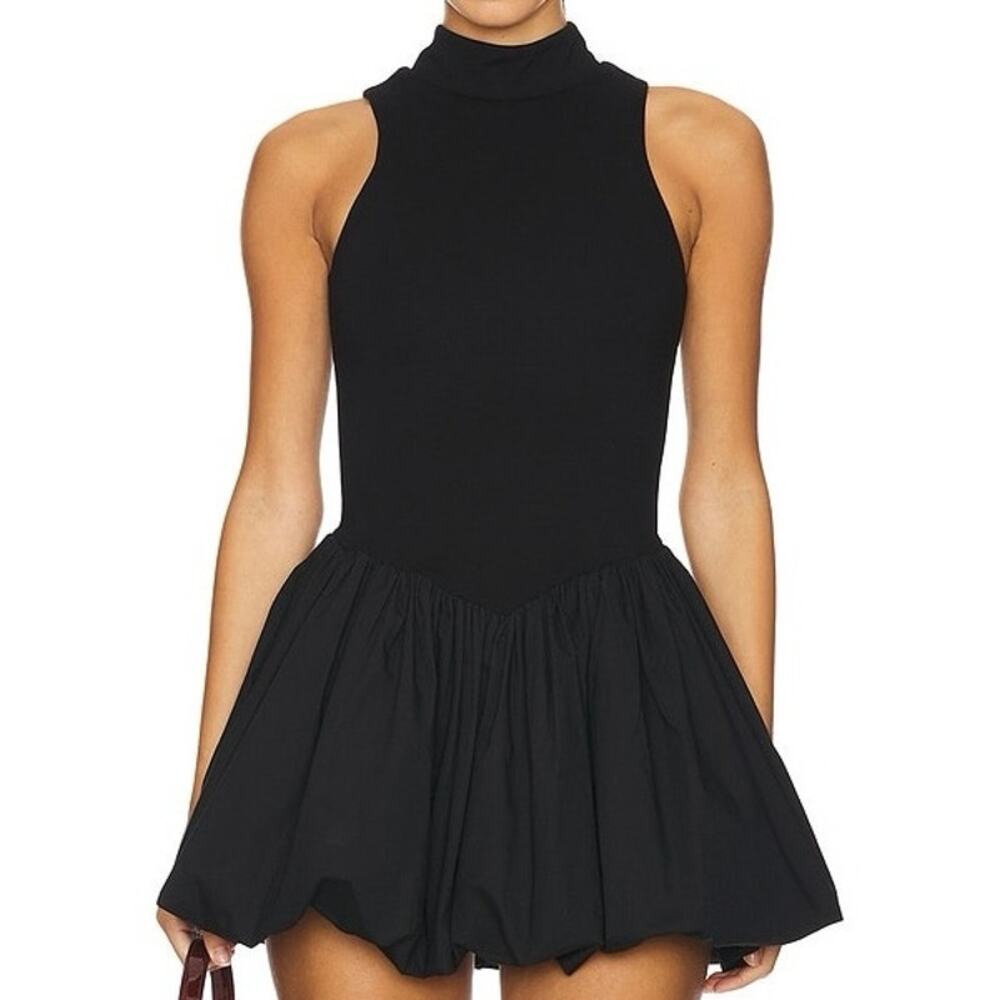 MAJORELLE Revolve Jo Mini Dress Black Bubble Hem Bubble Skirt Balletcore - Sz XS